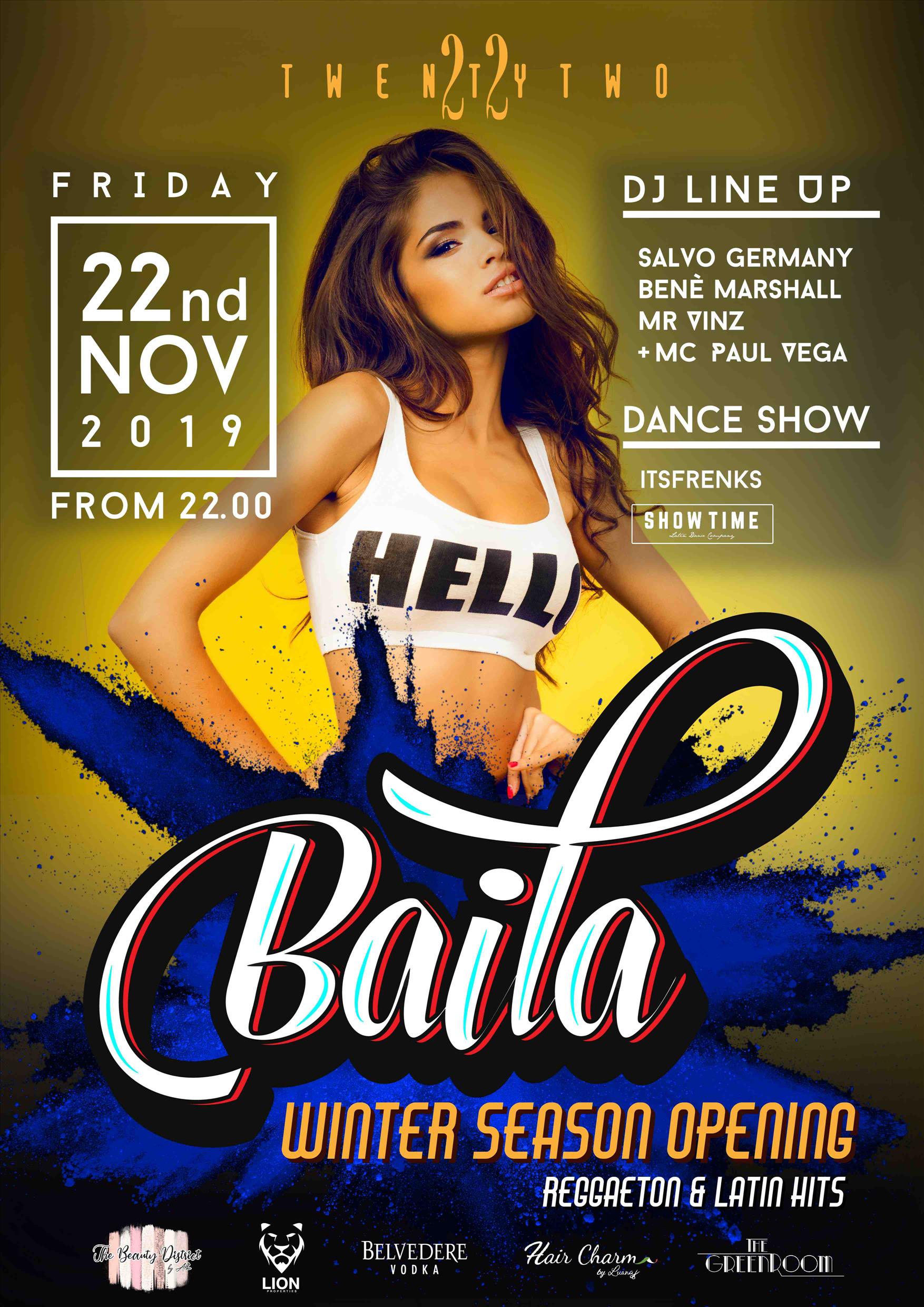 Baila Opening Party at Club TwentyTwo! poster