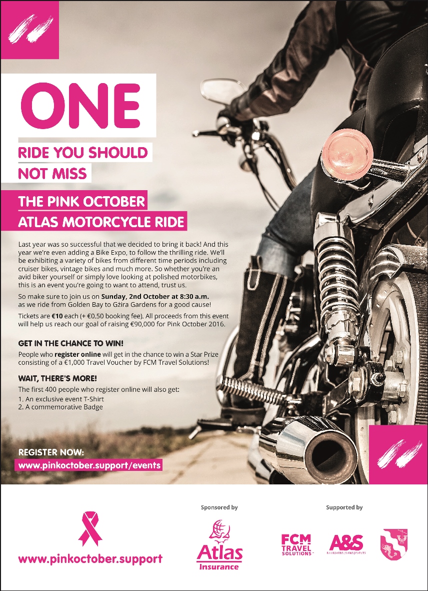 The Pink October Atlas Motorcycle Ride 2016 poster