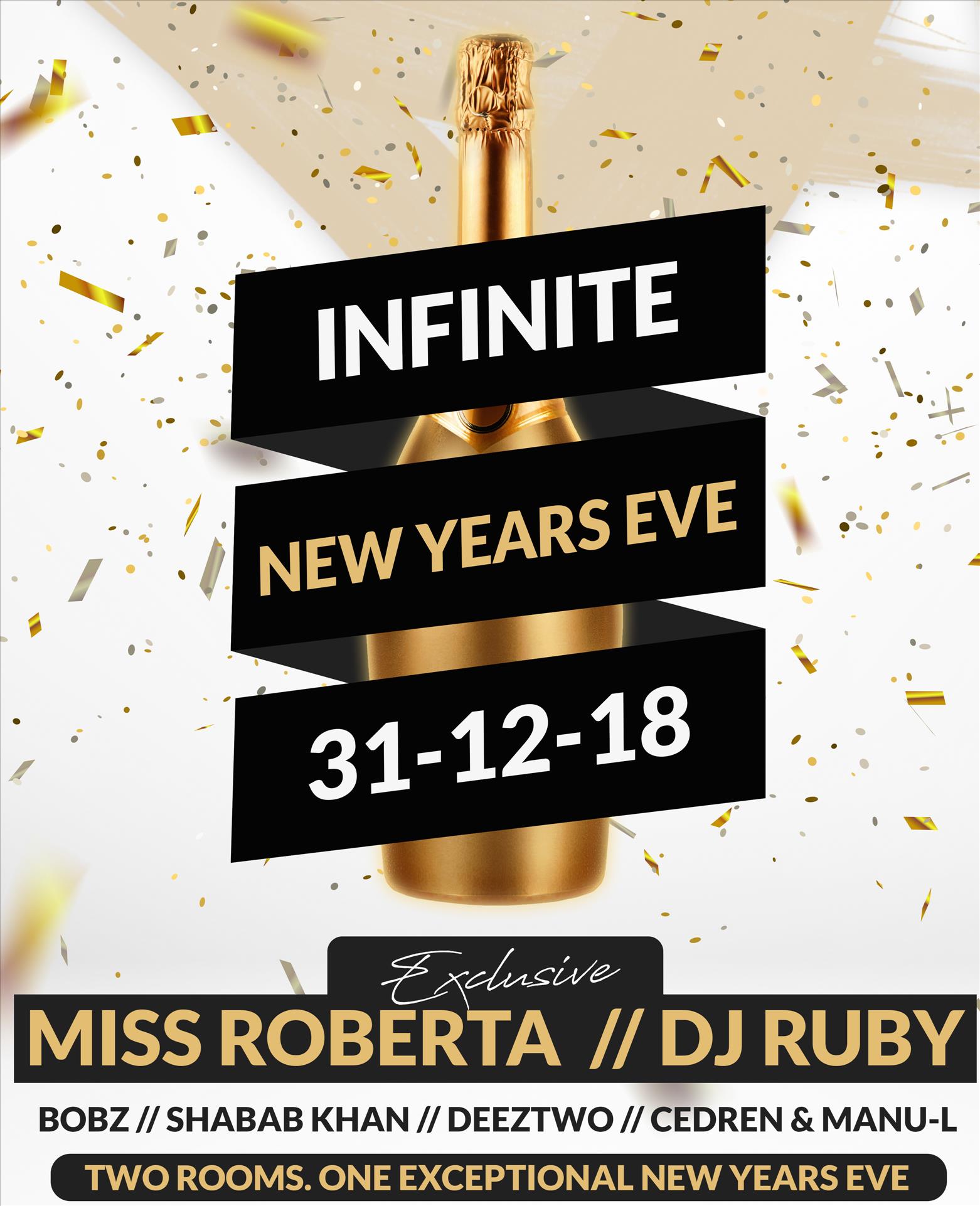Infinite New Years Eve at Infinity By Hugo’s poster