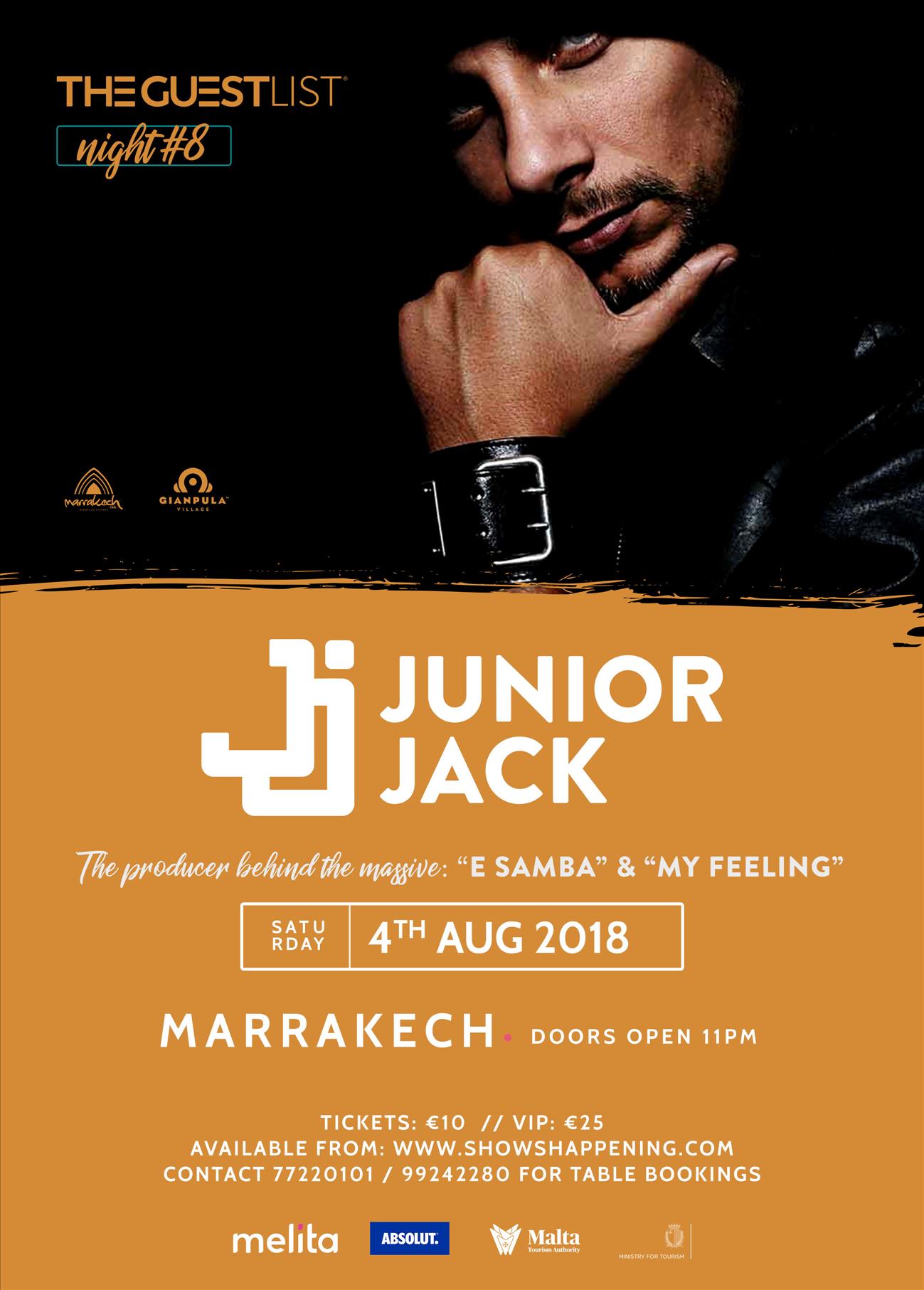 JUNIOR JACK - 04/08/2018 - MARRAKECH CLUB poster