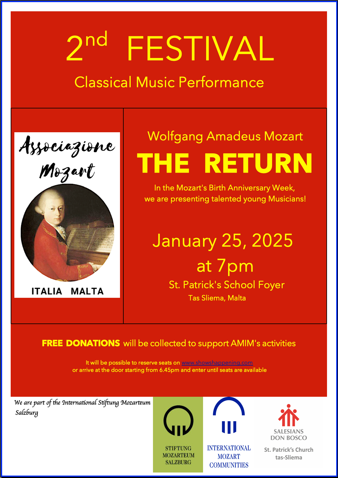 2nd Festival of Classical Music Performance, W.A. Mozart  THE RETURN 2025