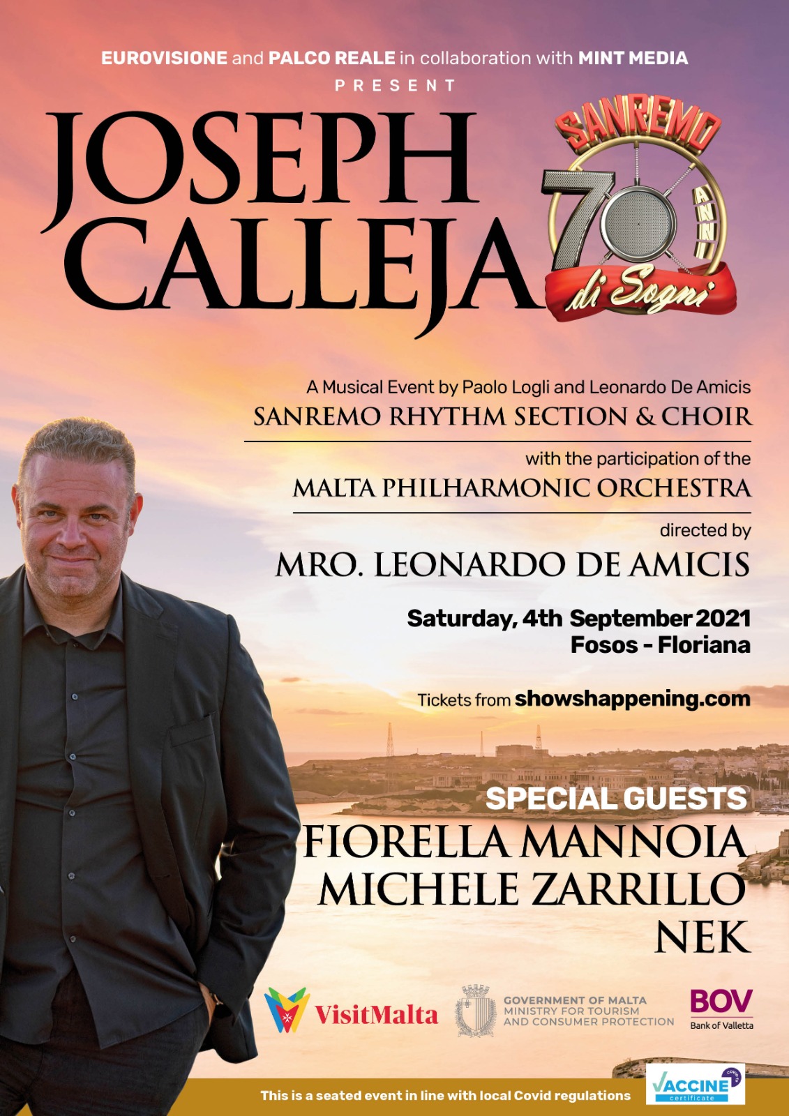Joseph Calleja 2021 - Sanremo 70 Anni Di Sogni poster