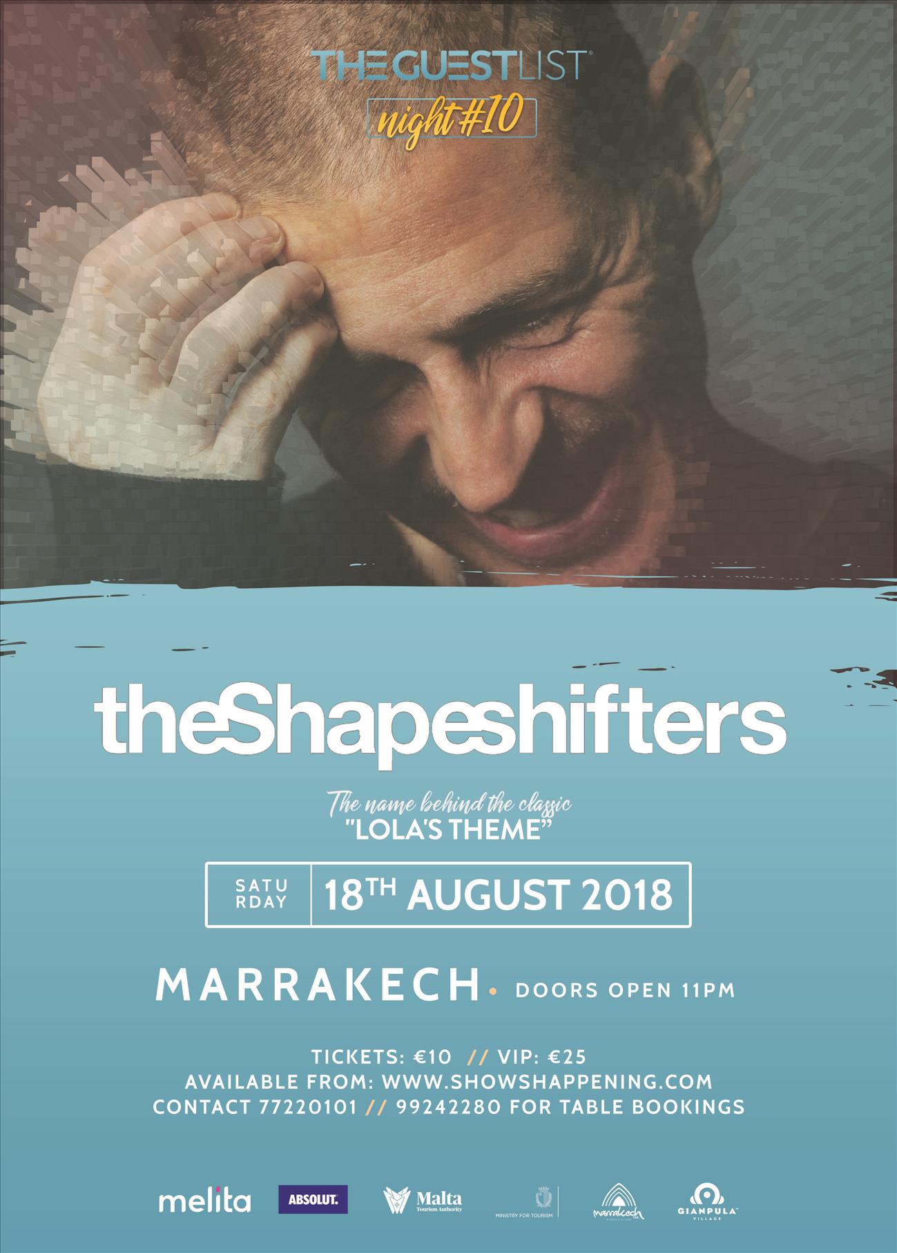 THE SHAPESHIFTERS - 18/08/2018 - MARRAKECH CLUB poster
