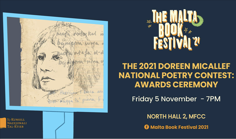 The Malta Book Festival 2021: The 2021 Doreen Micallef National Poetry Contest: Awards Ceremony poster