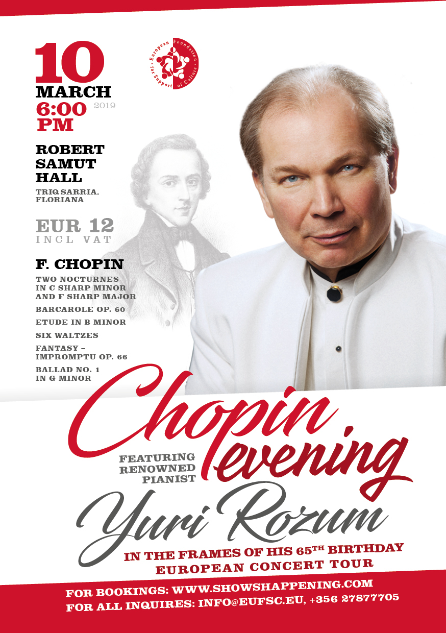 Chopin evening featuring renowned pianist Yuri Rozum poster