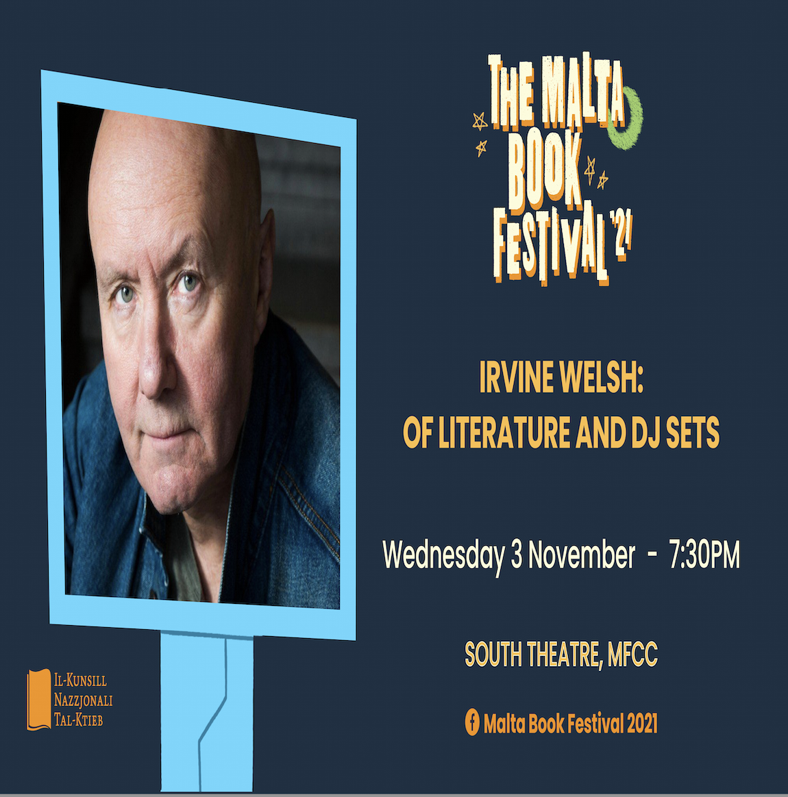 The Malta Book Festival 2021: Irvine Welsh: Of Literature and DJ Sets - 03/11/2021 poster