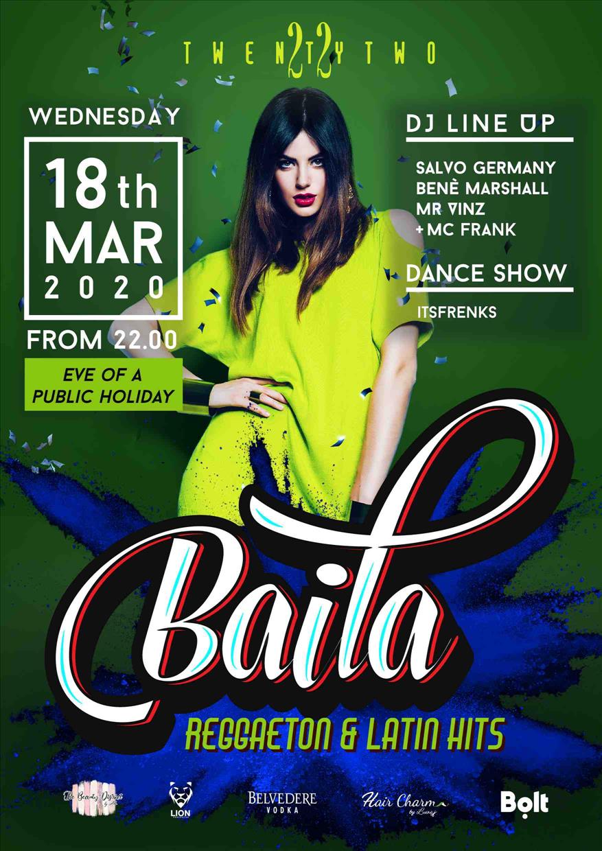 Baila at Club TwentyTwo! poster