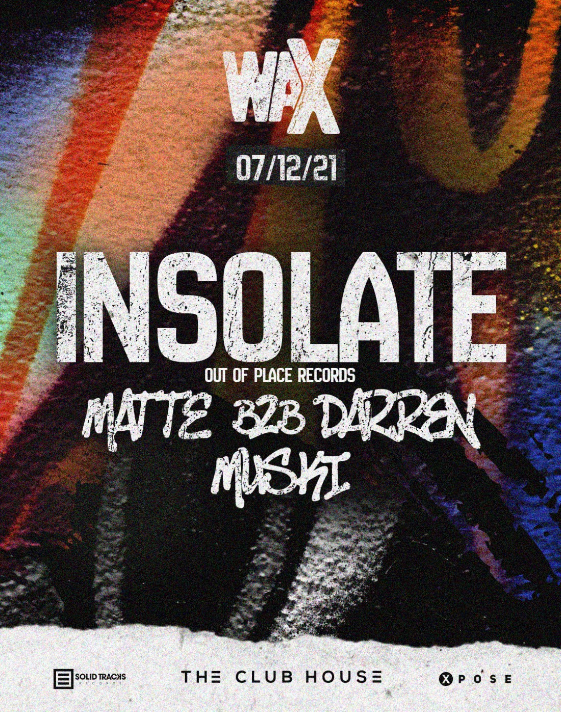 waX // Insolate // 07.12.21 poster