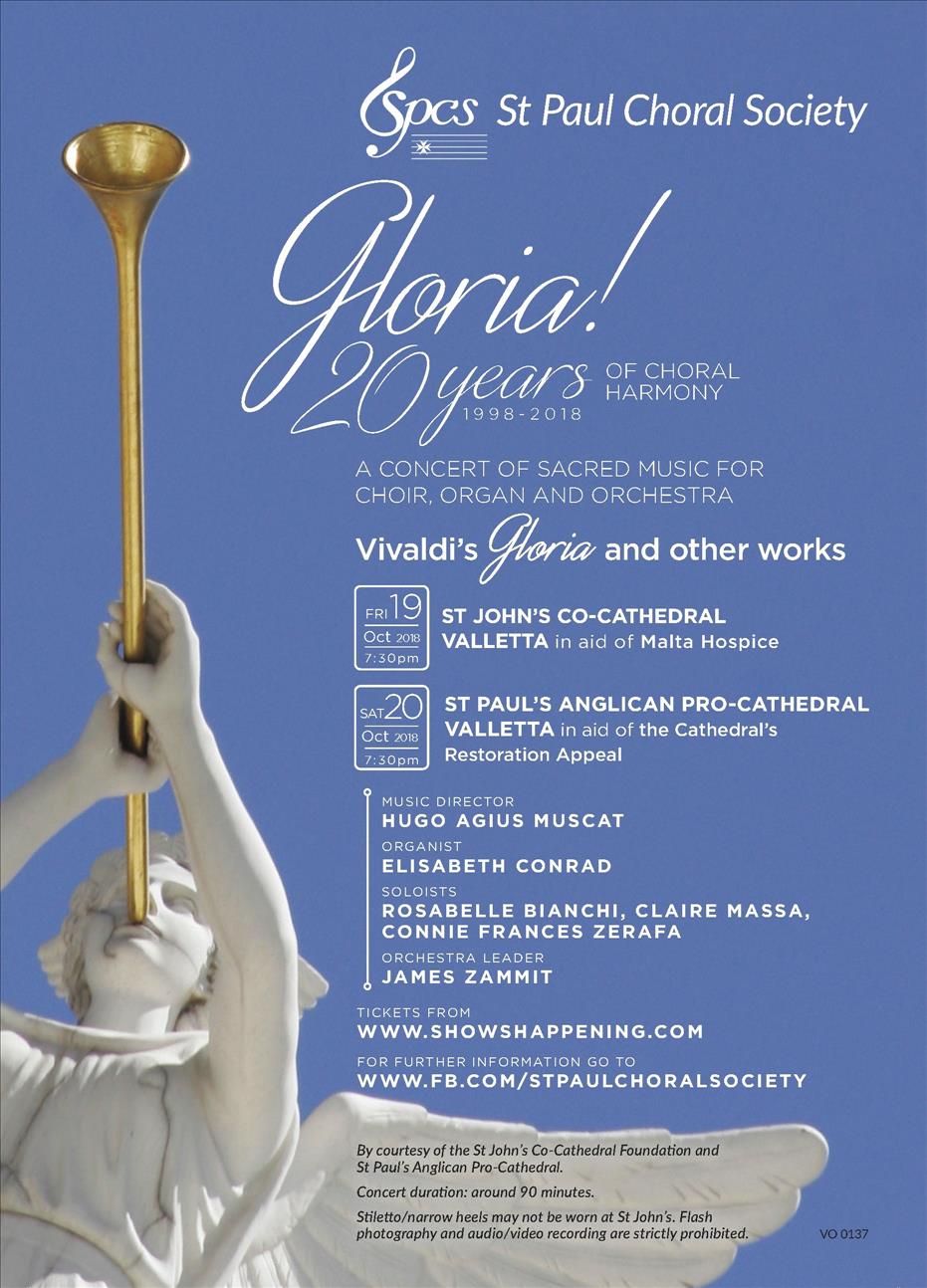 Gloria! 20 Years of Choral Harmony - Vivaldi's Gloria and other sacred works (SPCS 20th Anniversary Concert) poster