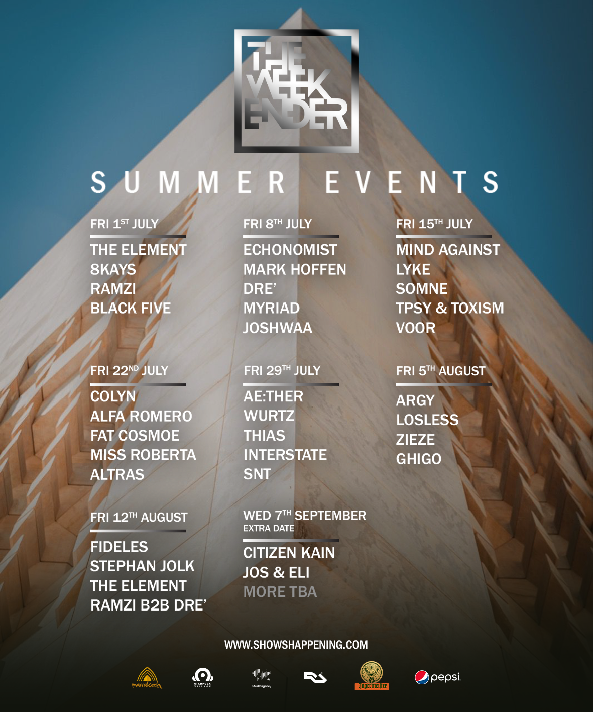 The Weekender Summer Events - BLOCK TICKETS poster
