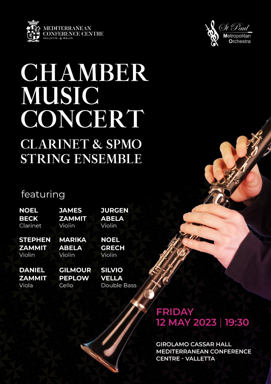 CHAMBER MUSIC CONCERT - CLARINET & SPMO STRING ENSEMBLE poster