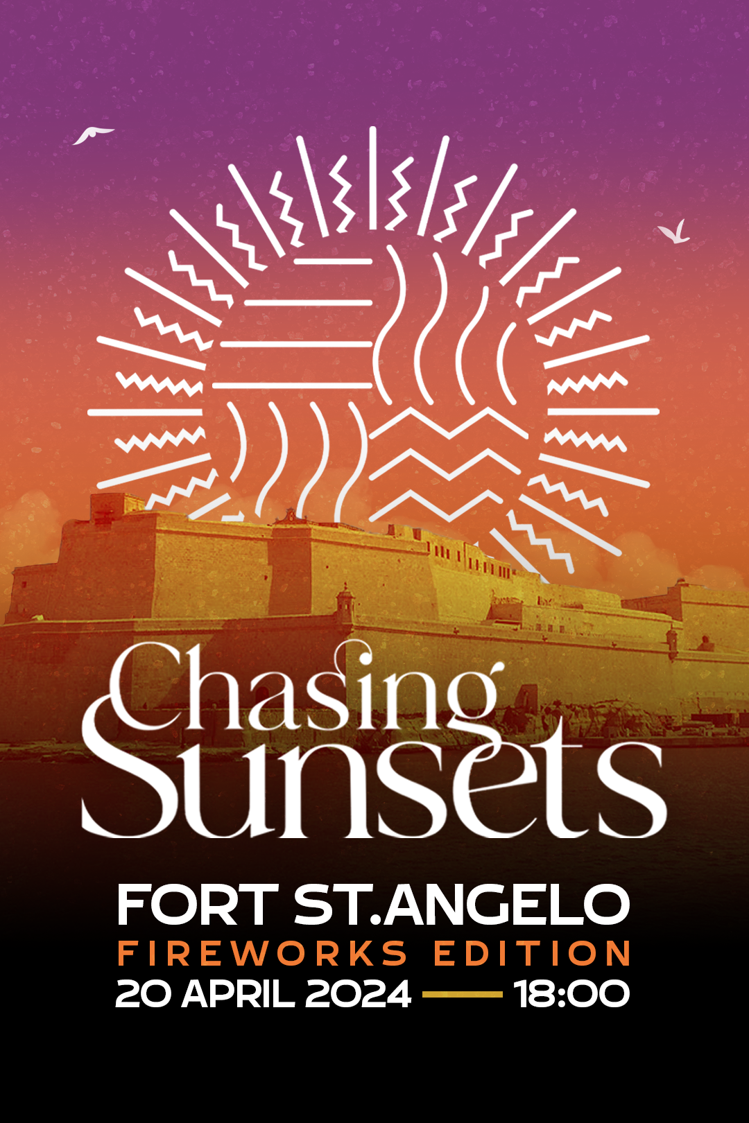 Chasing Sunsets - Fort St.Angelo (Fireworks Edition) poster