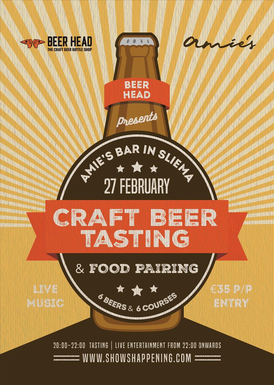 Craft beer tasting and bar bite pairing poster