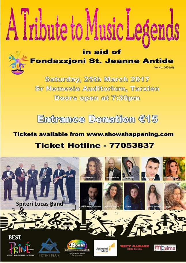 Fundraising Concert - A Tribute to Music Legends by Spiteri Lucas Band poster