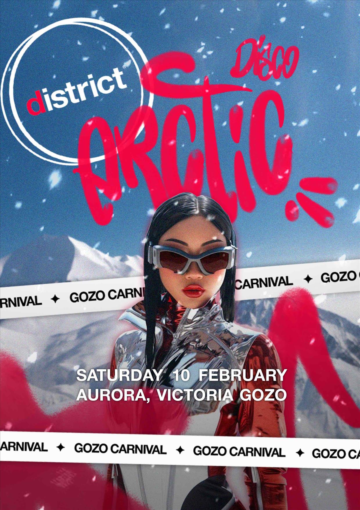DISTRICT: ARCTIC DISCO - Gozo Carnival poster