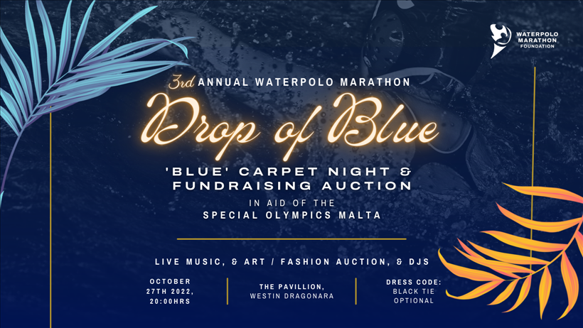 Drop of Blue | 'Blue Carpet' & Auction in aid of Special Olympics Malta poster