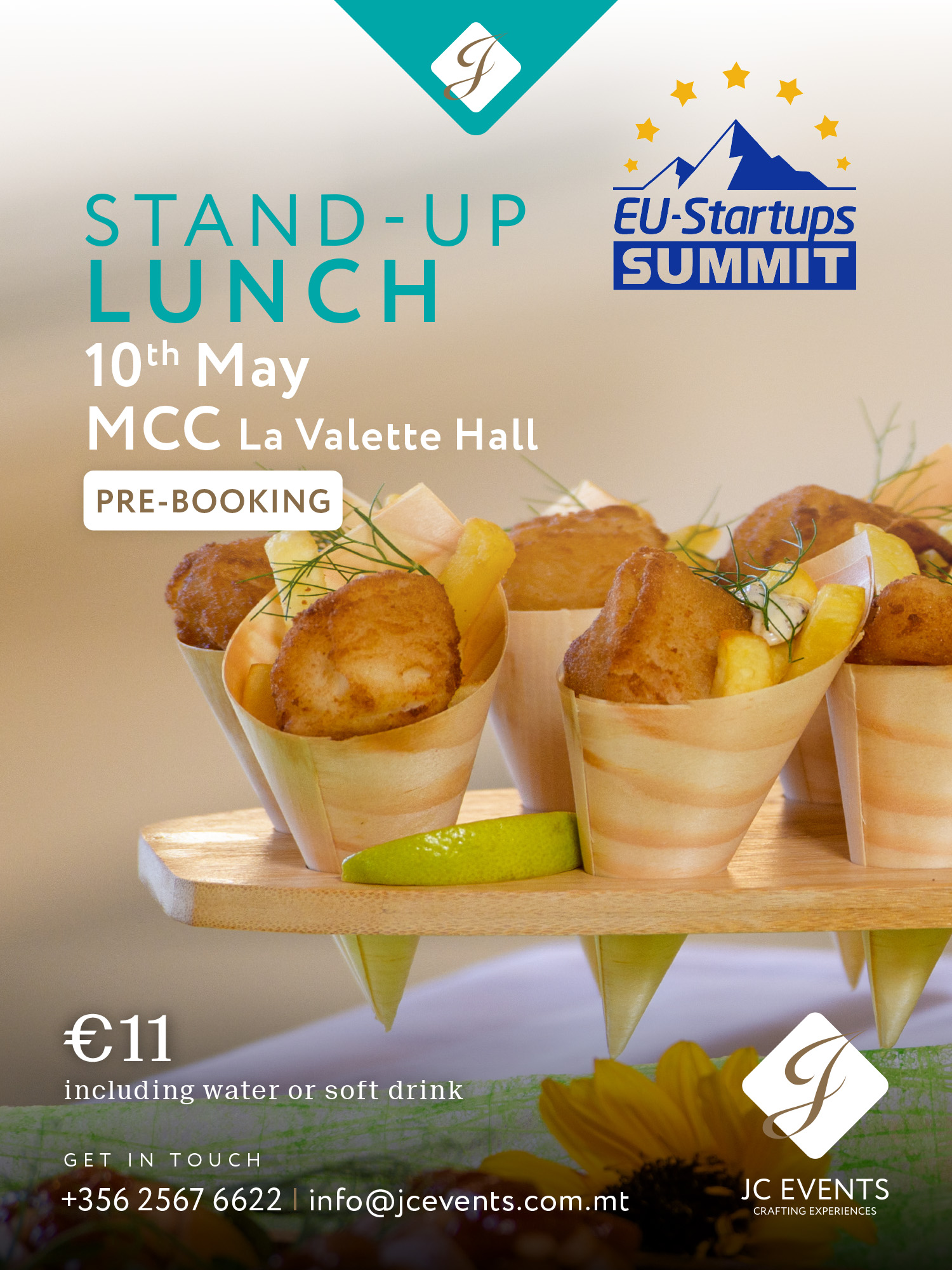 EU - Startups SUMMIT - STAND - UP LUNCH poster