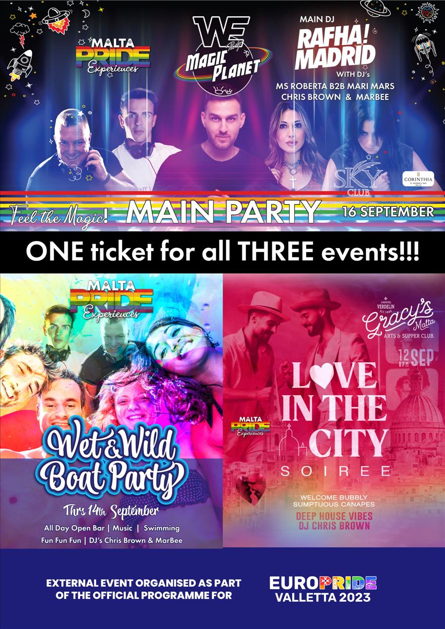 EUROPRIDE 2023 - 3-4-1 OFFER (3 Events 4 1 Ticket) poster