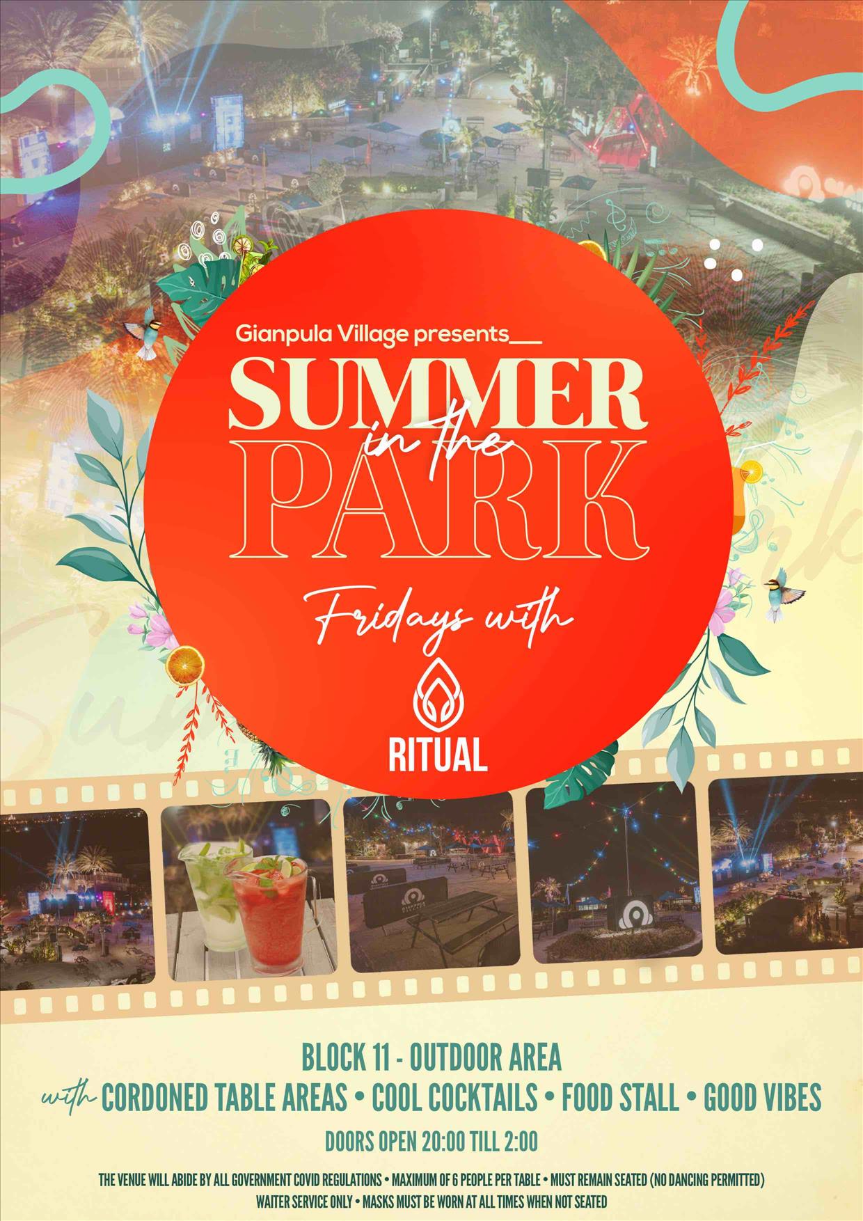 FRIDAYS – Summer in the Park poster