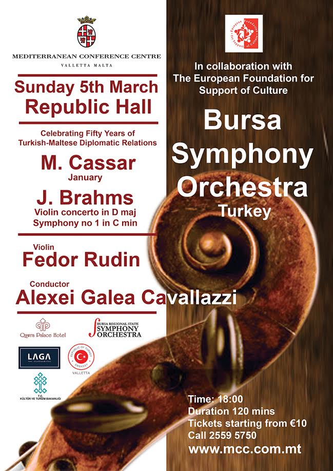 Bursa Symphony orchestra: Cassar and Brahms poster
