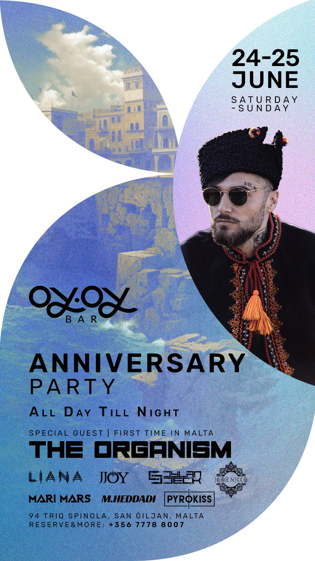 FIRST ANNIVERSARY OF OYOY BAR 25th OF JUNE - SPECIAL GUEST - THE ORGANISM poster