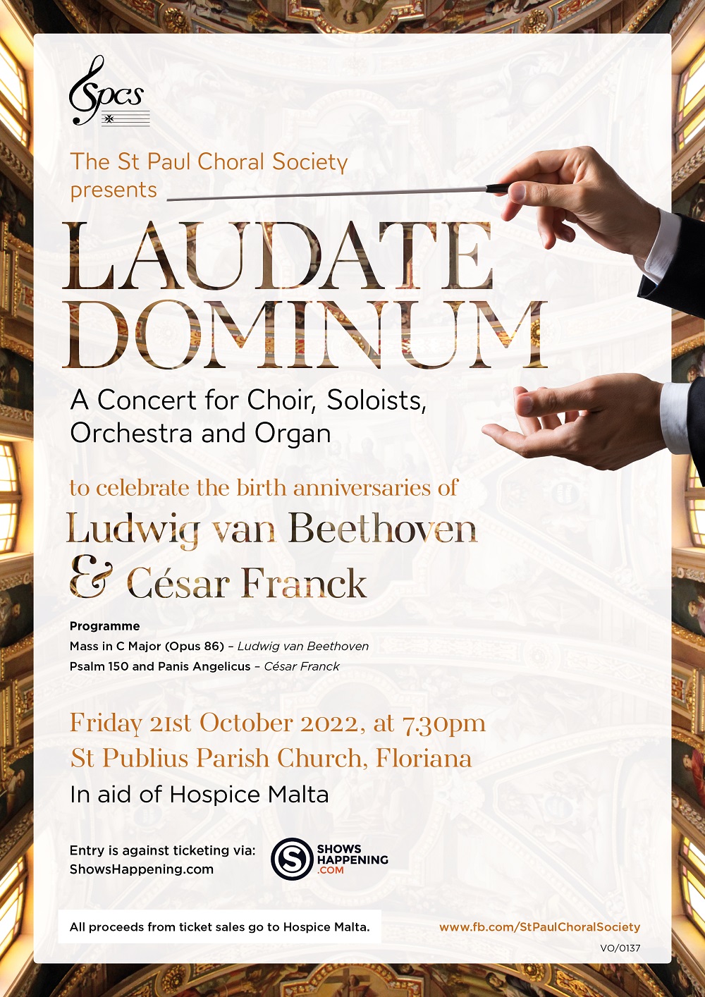 Laudate Dominum - Choral and Orchestral Concert - Floriana - in aid of Hospice Malta poster