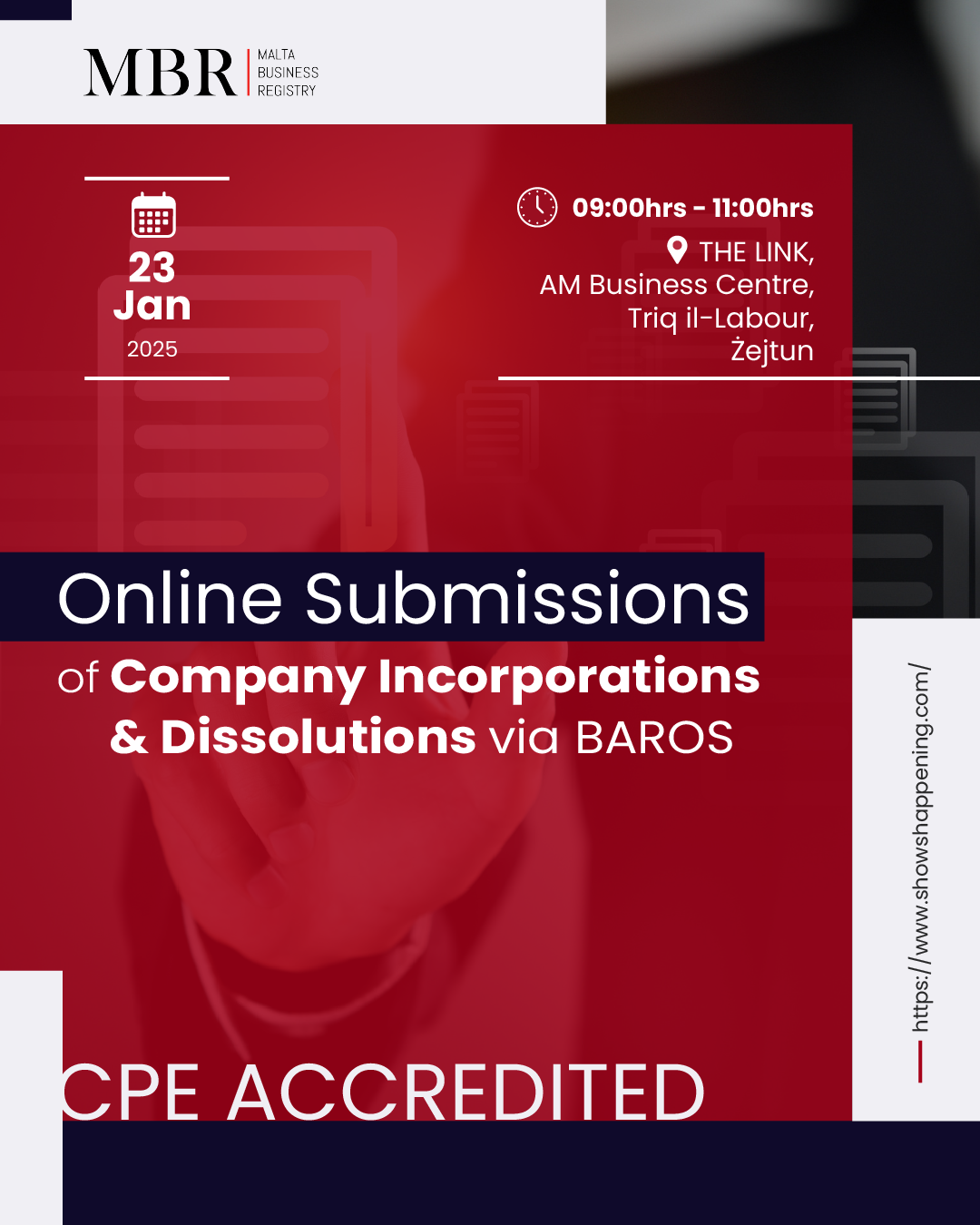 Mandatory Online Submissions of Company Incorporations and Dissolution via BAROS - Training Session poster