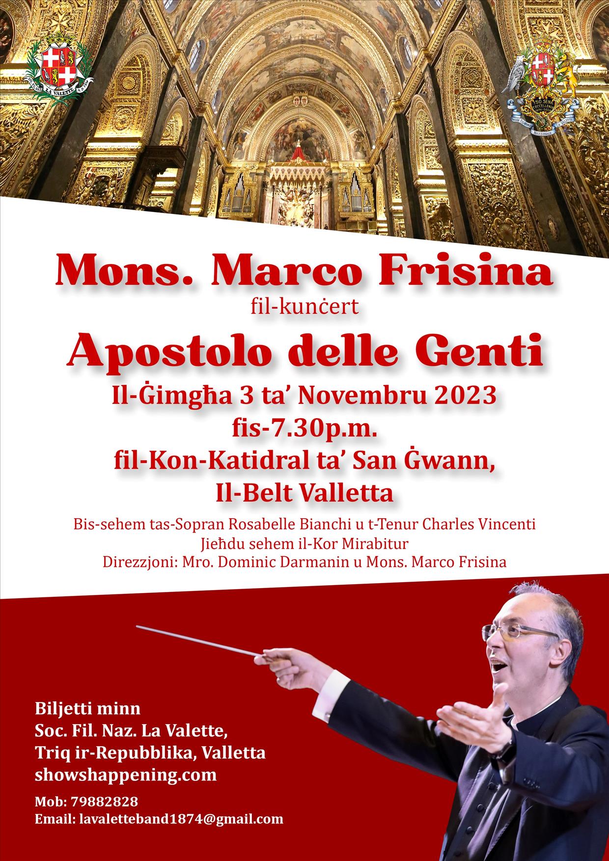 Mons. Marco Frisina fil-Kunċert Apostolo delle Genti poster