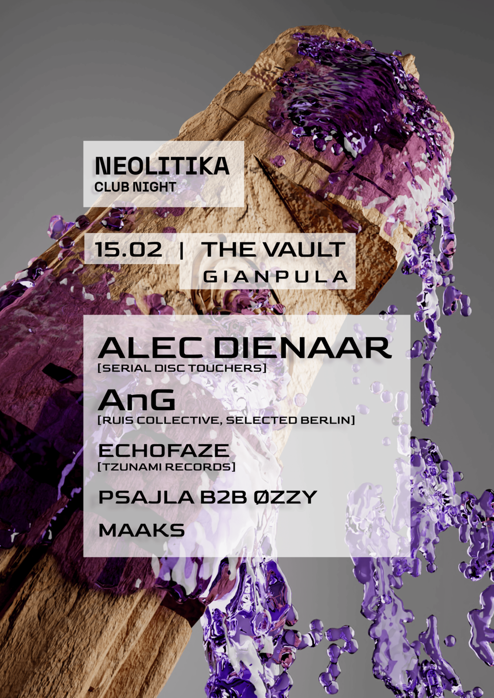 Neolitika Club Night // Alec Dienaar & AnG poster