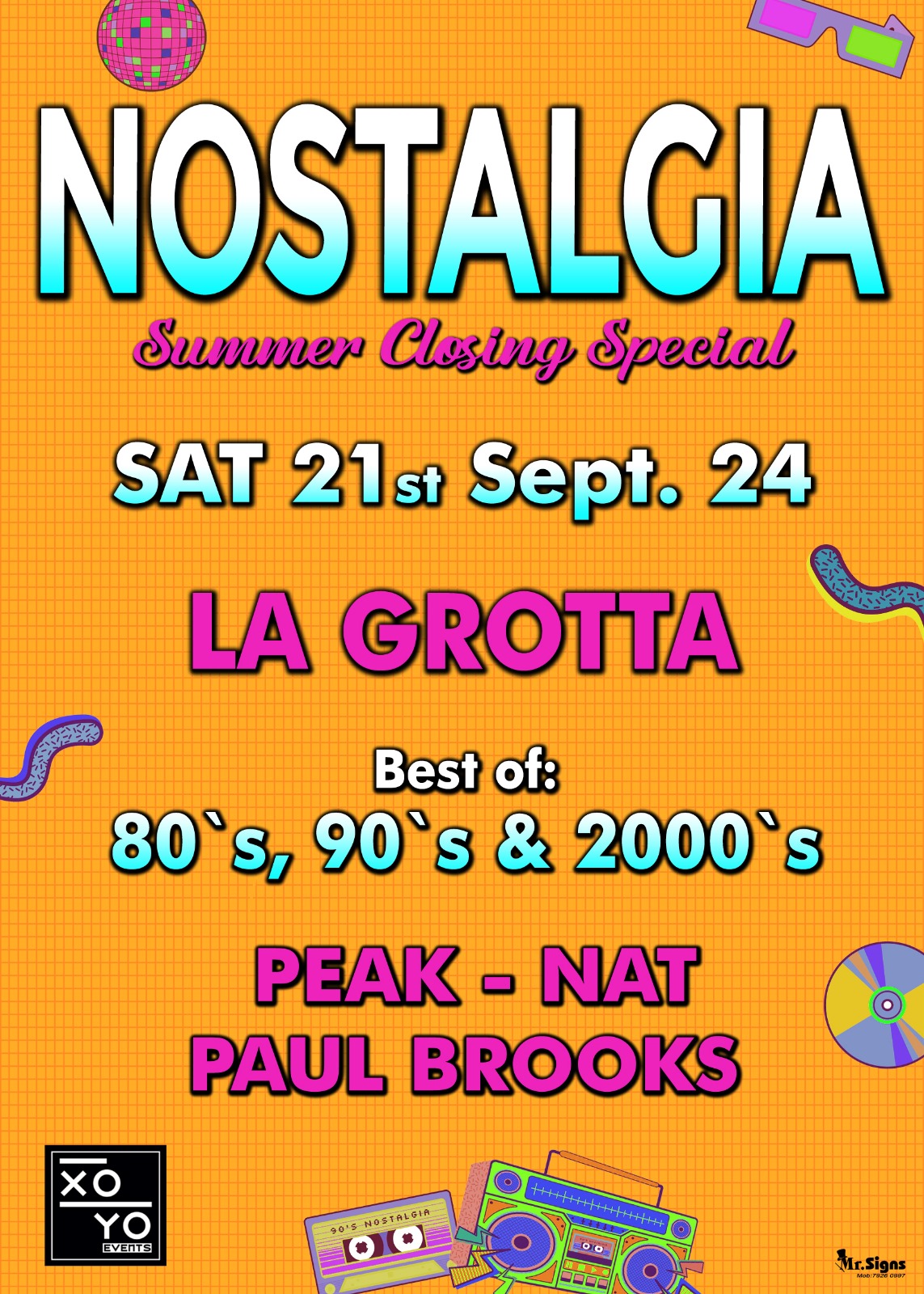 NOSTALGIA SUMMER CLOSING / LA GROTTA / SAT 21st SEPT 24