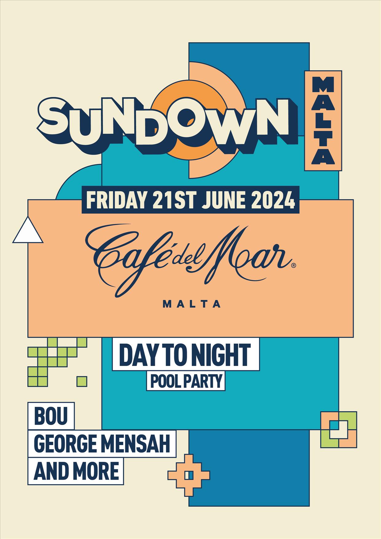 Sundown Malta 2024 - Café del Mar Day to Night Event poster