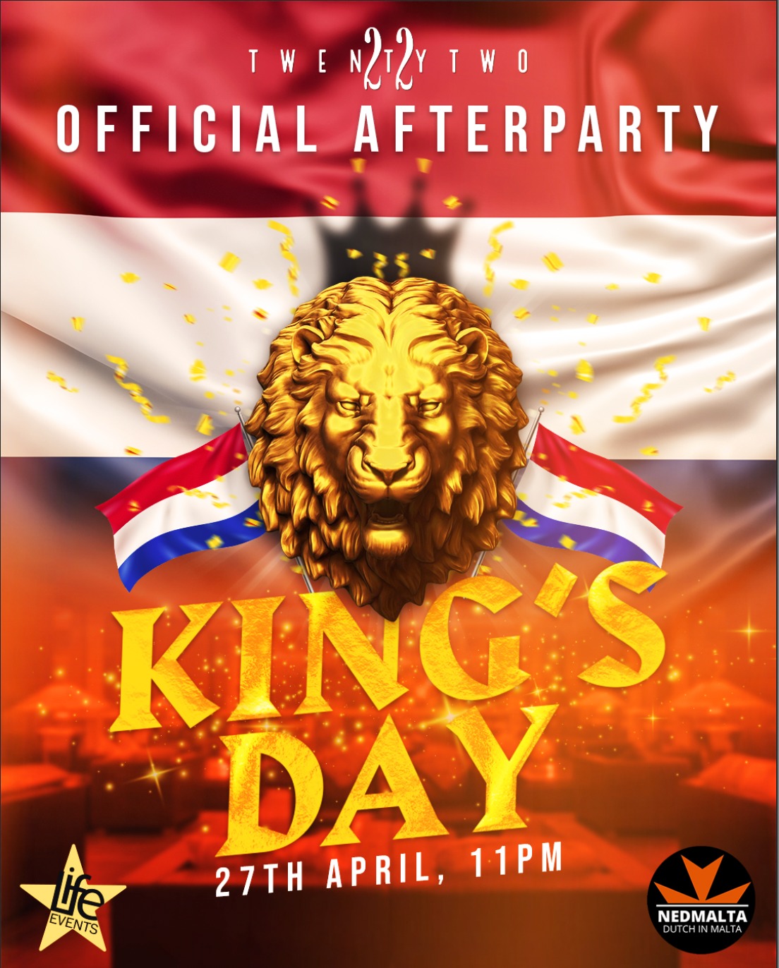 TwentyTwo presents King's Day official after party poster