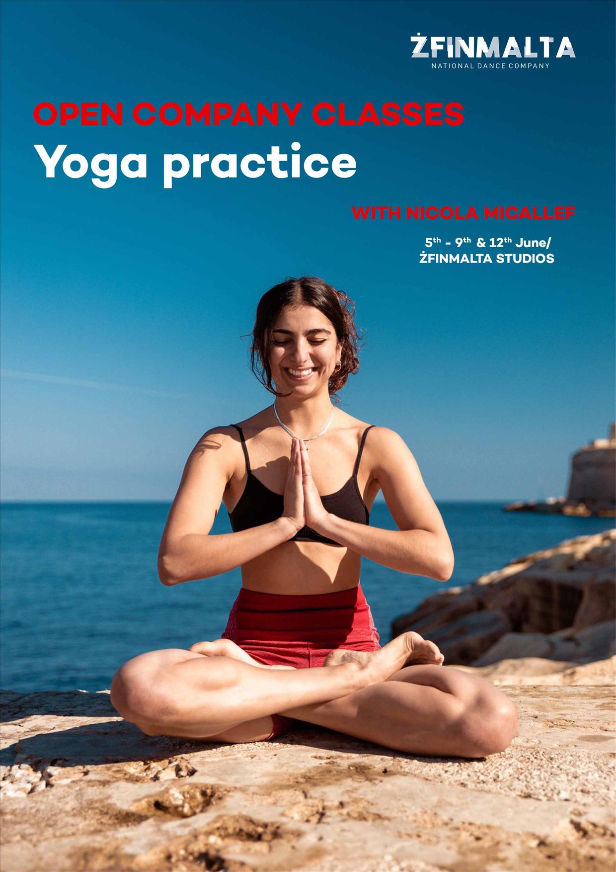 ŻfinMalta's Yoga open company classes poster