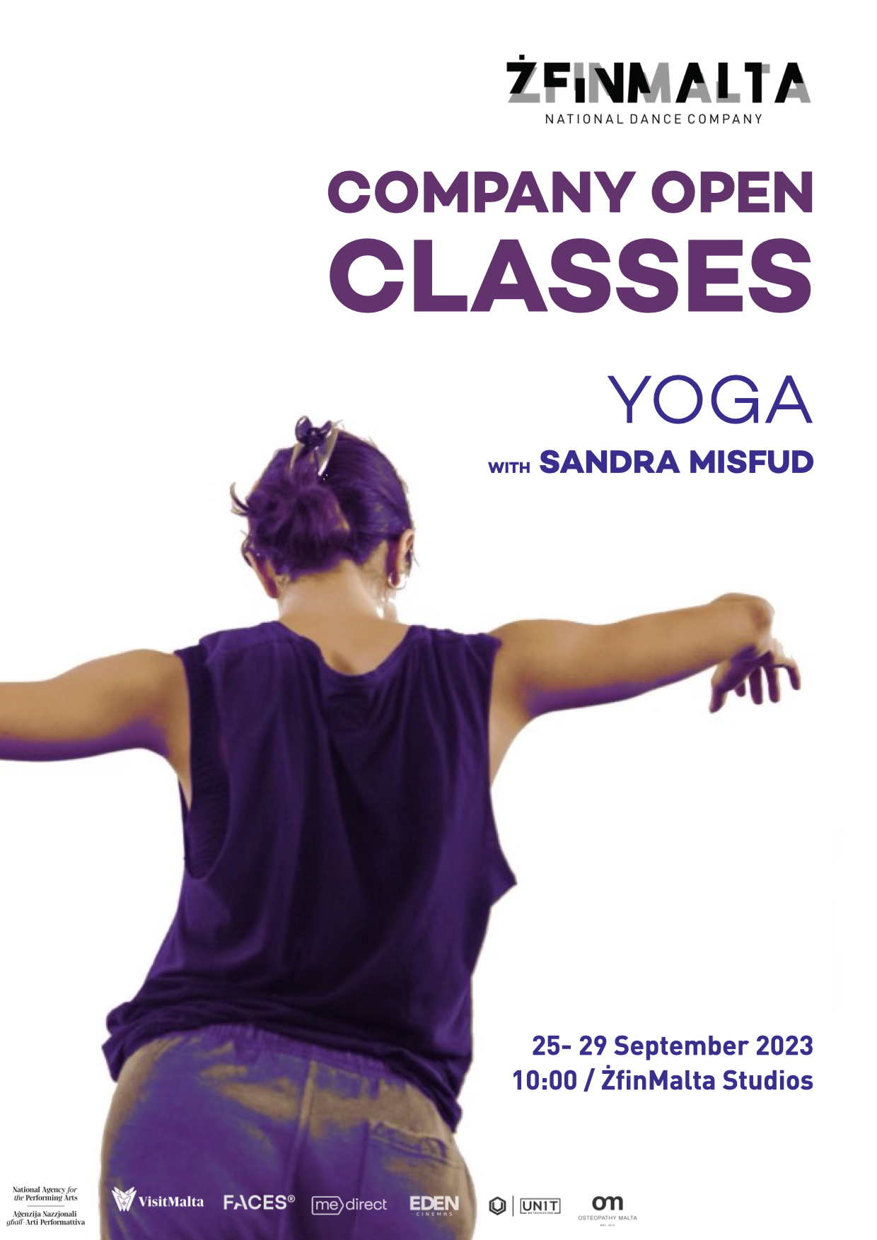 ŻfinMalta's Yoga open company classes poster